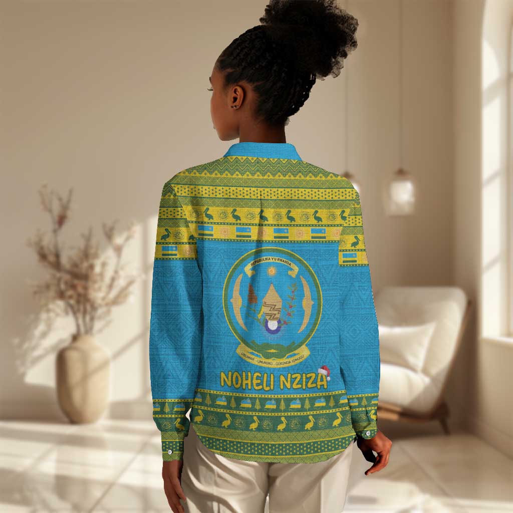 Afro Rwanda Christmas Women Casual Shirt Noheli Nziza Coat Of Arms - African Pattern LT15