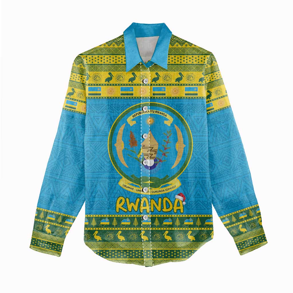 Afro Rwanda Christmas Women Casual Shirt Noheli Nziza Coat Of Arms - African Pattern LT15