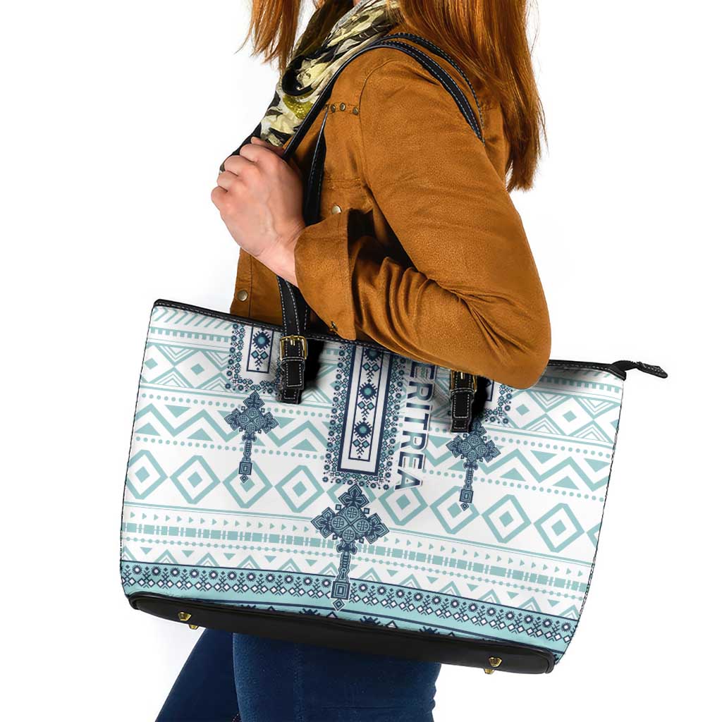 Eritrea Leather Tote Bag Eritrean Cross Mix Tilet Pattern LT15
