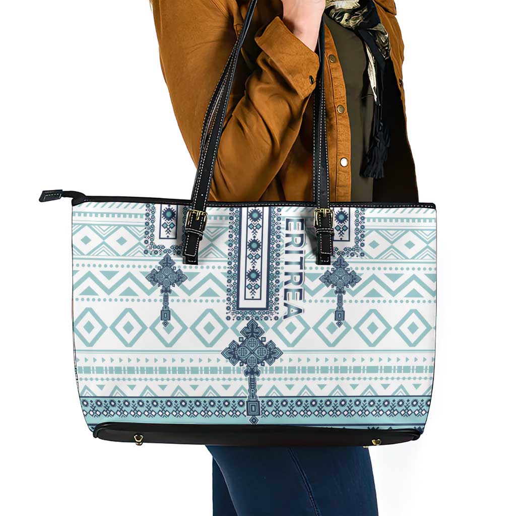 Eritrea Leather Tote Bag Eritrean Cross Mix Tilet Pattern LT15