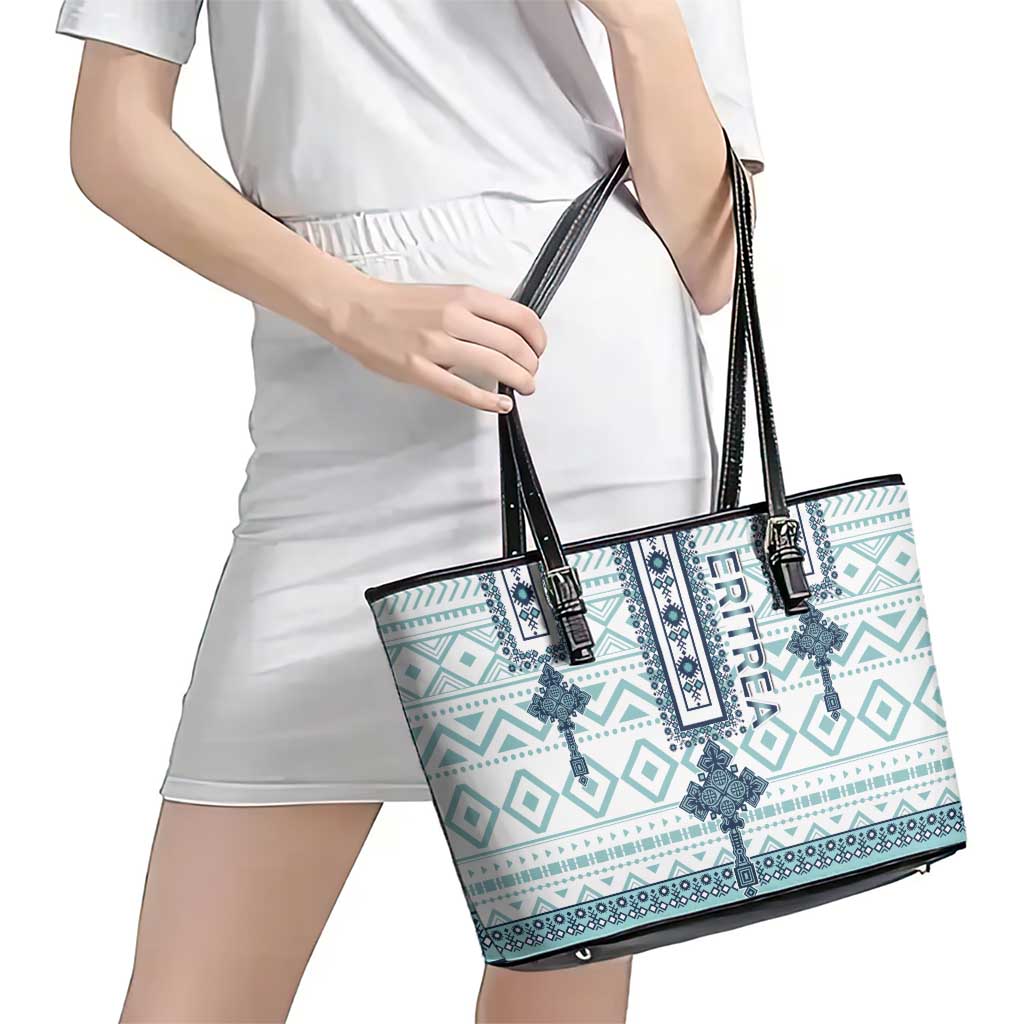 Eritrea Leather Tote Bag Eritrean Cross Mix Tilet Pattern LT15