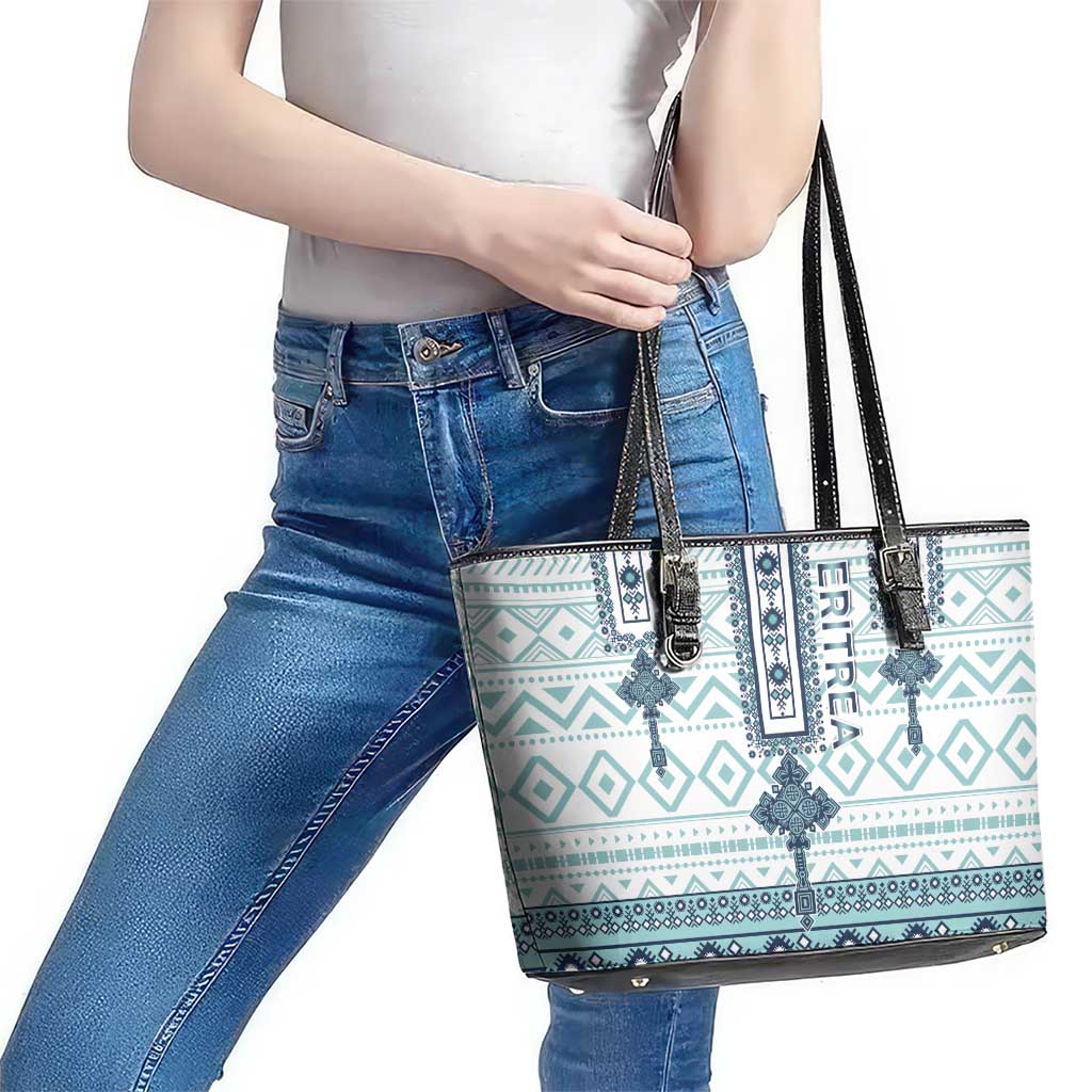 Eritrea Leather Tote Bag Eritrean Cross Mix Tilet Pattern LT15