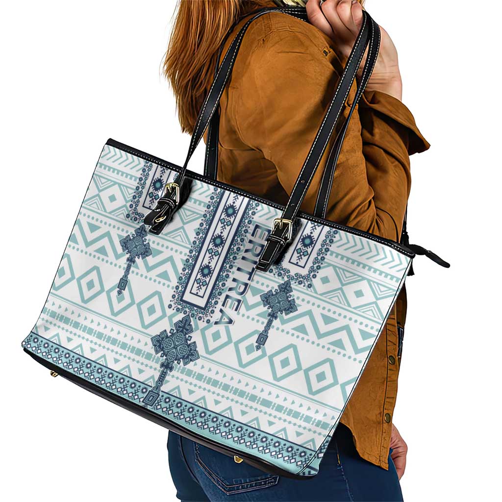 Eritrea Leather Tote Bag Eritrean Cross Mix Tilet Pattern LT15