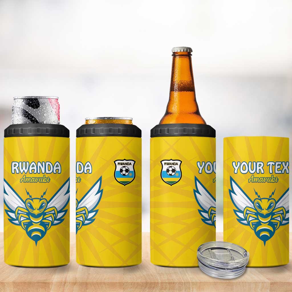 Custom Afro Rwanda Football 4 in 1 Can Cooler Tumbler Go Wasps LT15