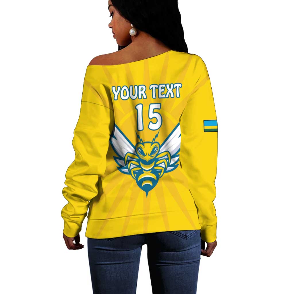 Custom Afro Rwanda Football Off Shoulder Sweater Go Wasps LT15