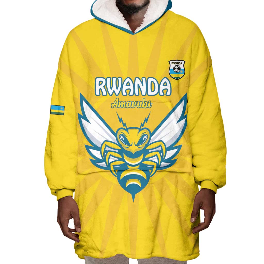 Custom Afro Rwanda Football Wearable Blanket Hoodie Go Wasps LT15