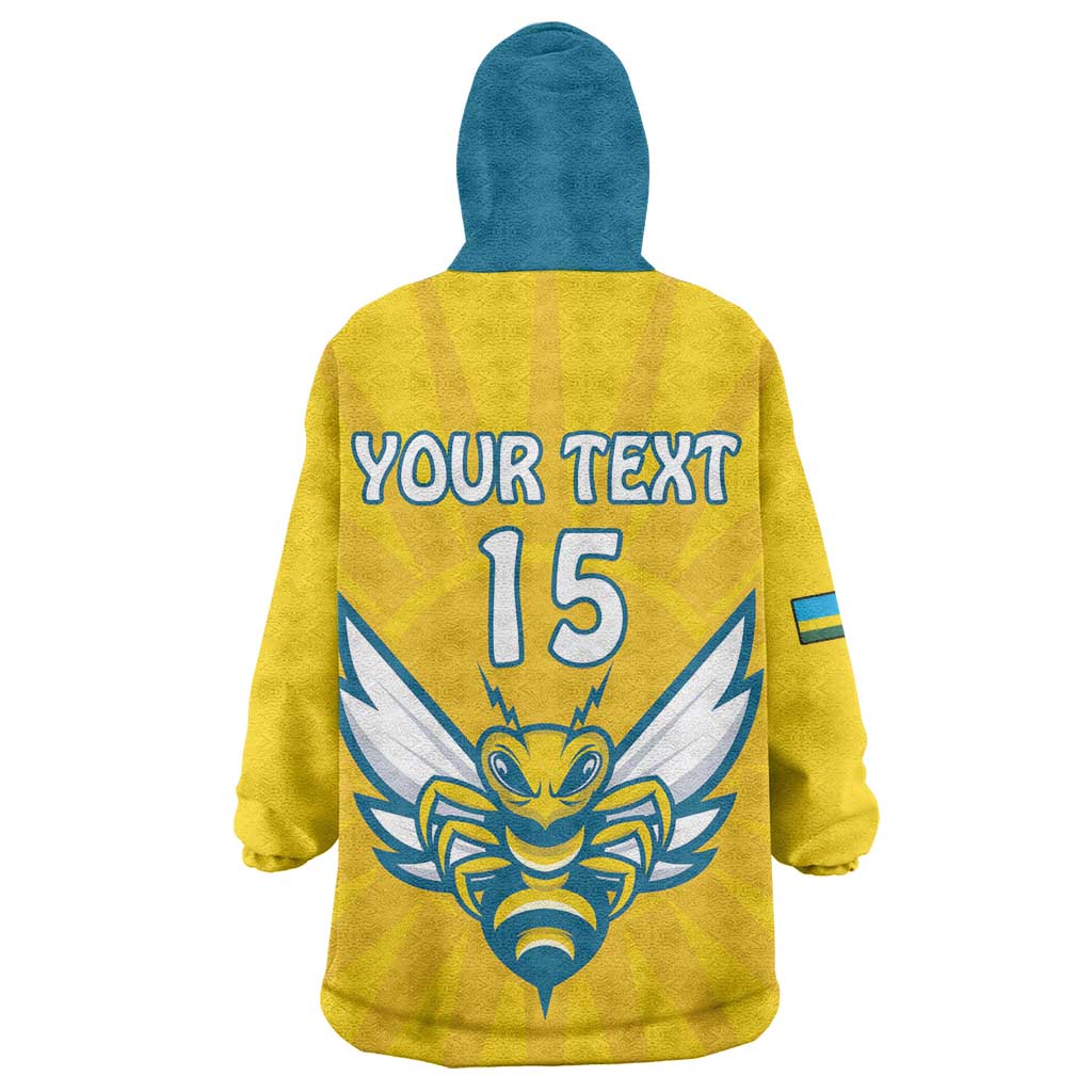 Custom Afro Rwanda Football Wearable Blanket Hoodie Go Wasps LT15