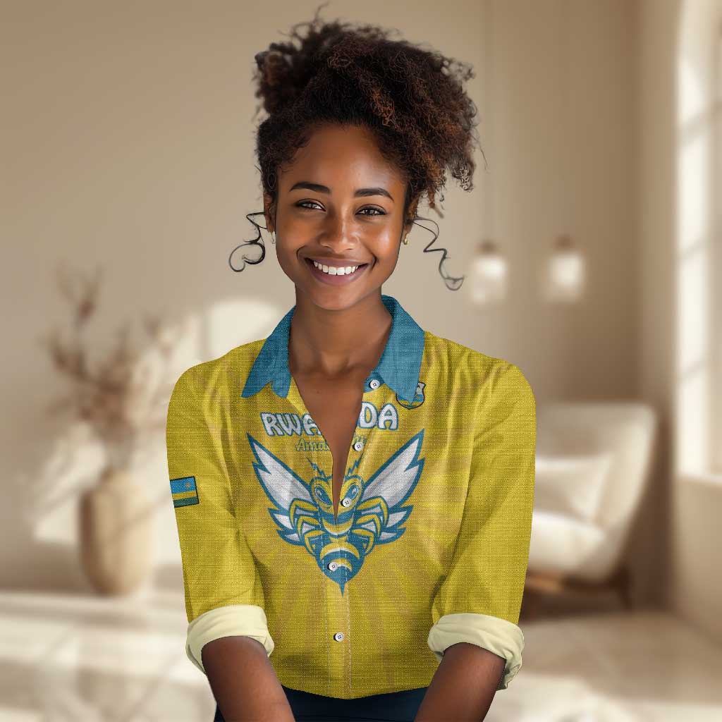 Custom Afro Rwanda Football Women Casual Shirt Go Wasps LT15