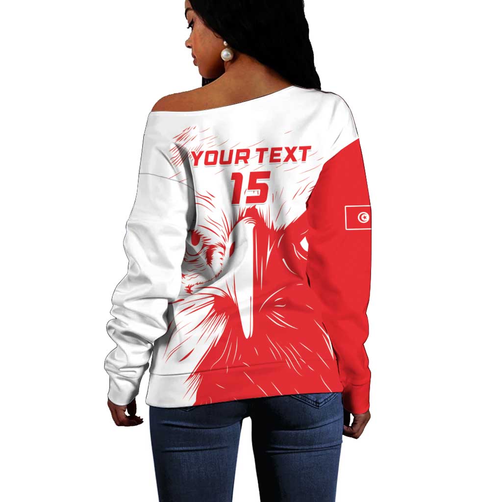 Custom Tunisia Football Off Shoulder Sweater Go Champions LT15