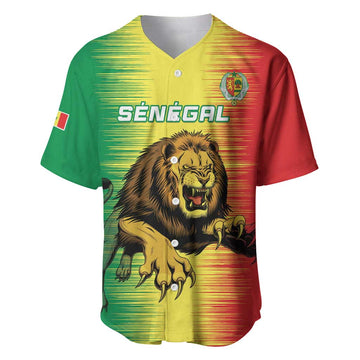 Custom Afro Senegal Football Baseball Jersey Lions of Teranga - Flag Style LT15