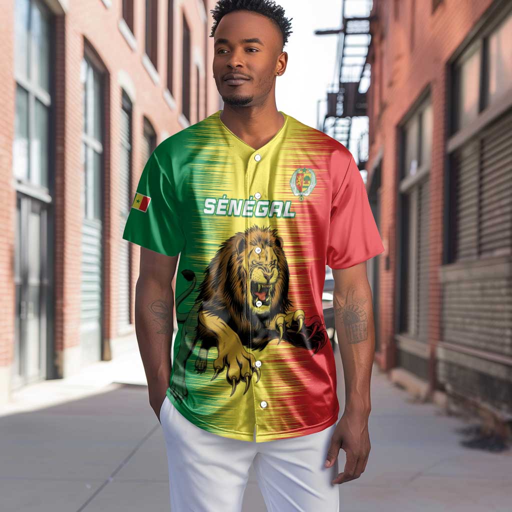 Custom Afro Senegal Football Baseball Jersey Lions of Teranga - Flag Style LT15