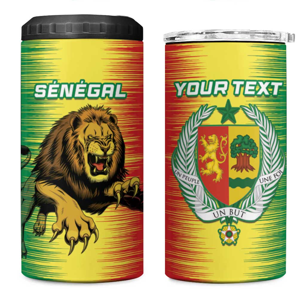 Custom Afro Senegal Football 4 in 1 Can Cooler Tumbler Lions of Teranga - Flag Style LT15