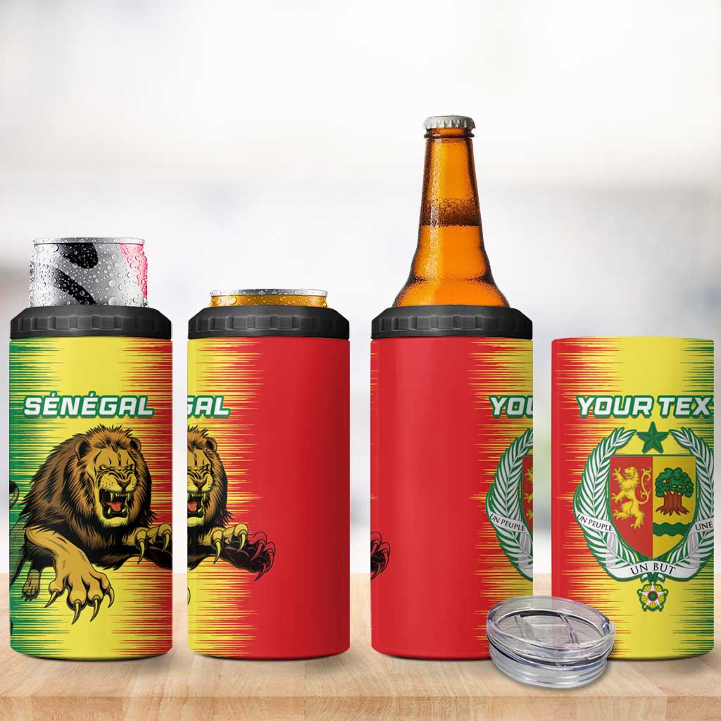 Custom Afro Senegal Football 4 in 1 Can Cooler Tumbler Lions of Teranga - Flag Style LT15