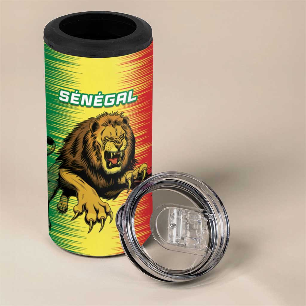 Custom Afro Senegal Football 4 in 1 Can Cooler Tumbler Lions of Teranga - Flag Style LT15