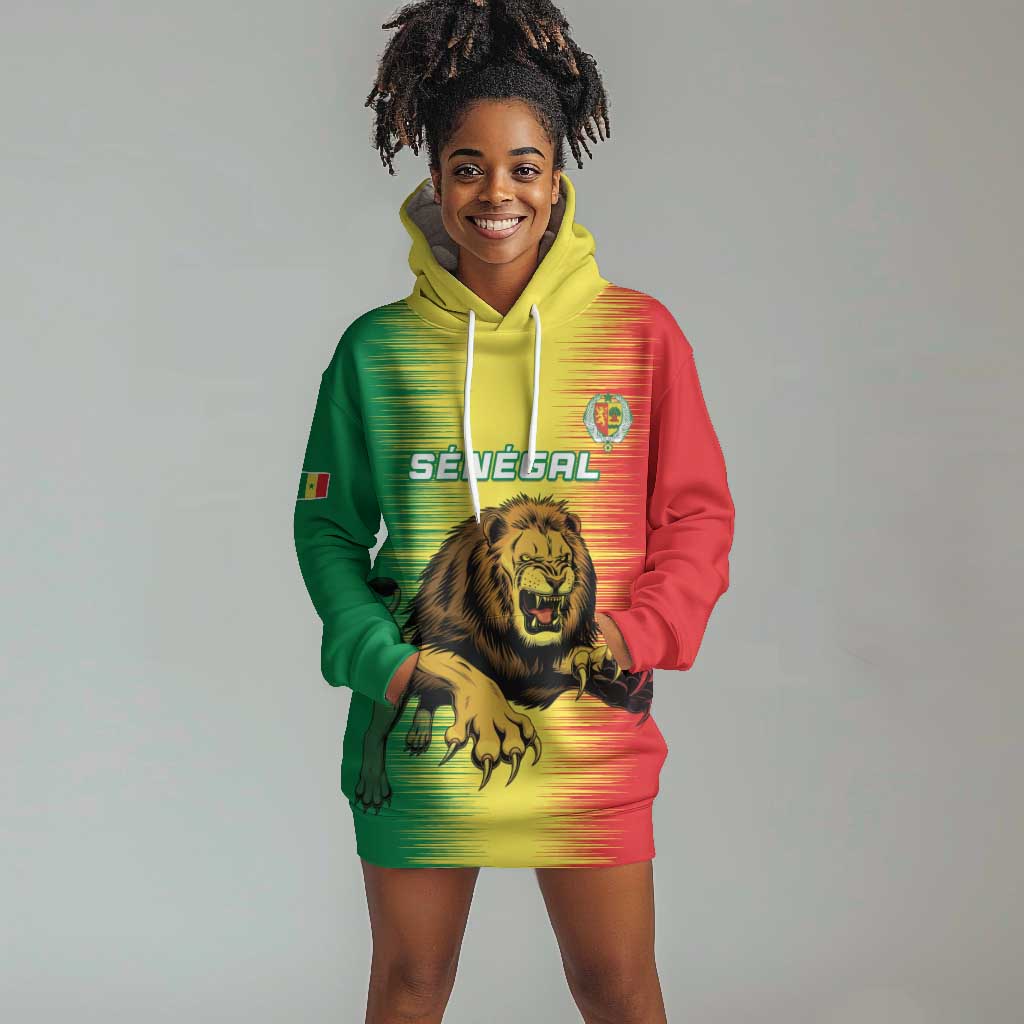 Custom Afro Senegal Football Hoodie Dress Lions of Teranga - Flag Style LT15