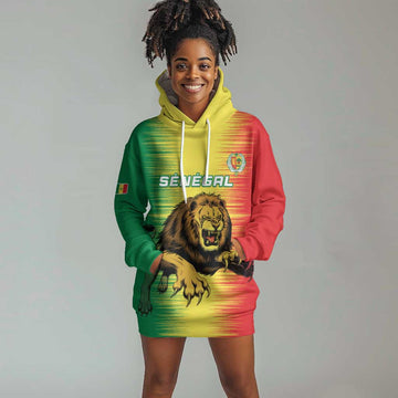 Custom Afro Senegal Football Hoodie Dress Lions of Teranga - Flag Style LT15