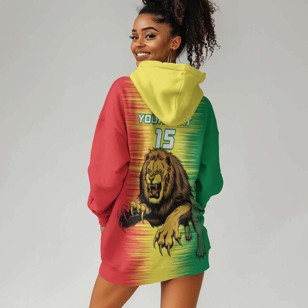 Custom Afro Senegal Football Hoodie Dress Lions of Teranga - Flag Style LT15