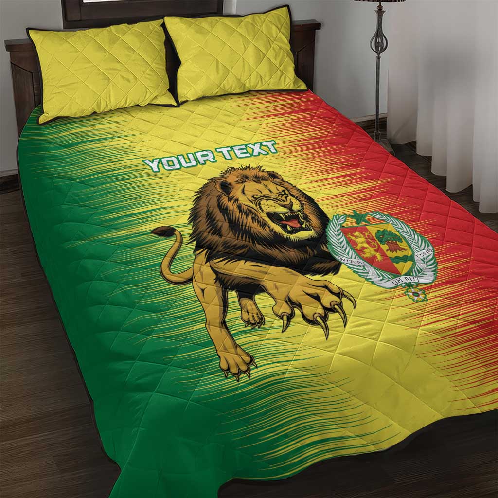 Custom Afro Senegal Football Quilt Bed Set Lions of Teranga - Flag Style LT15