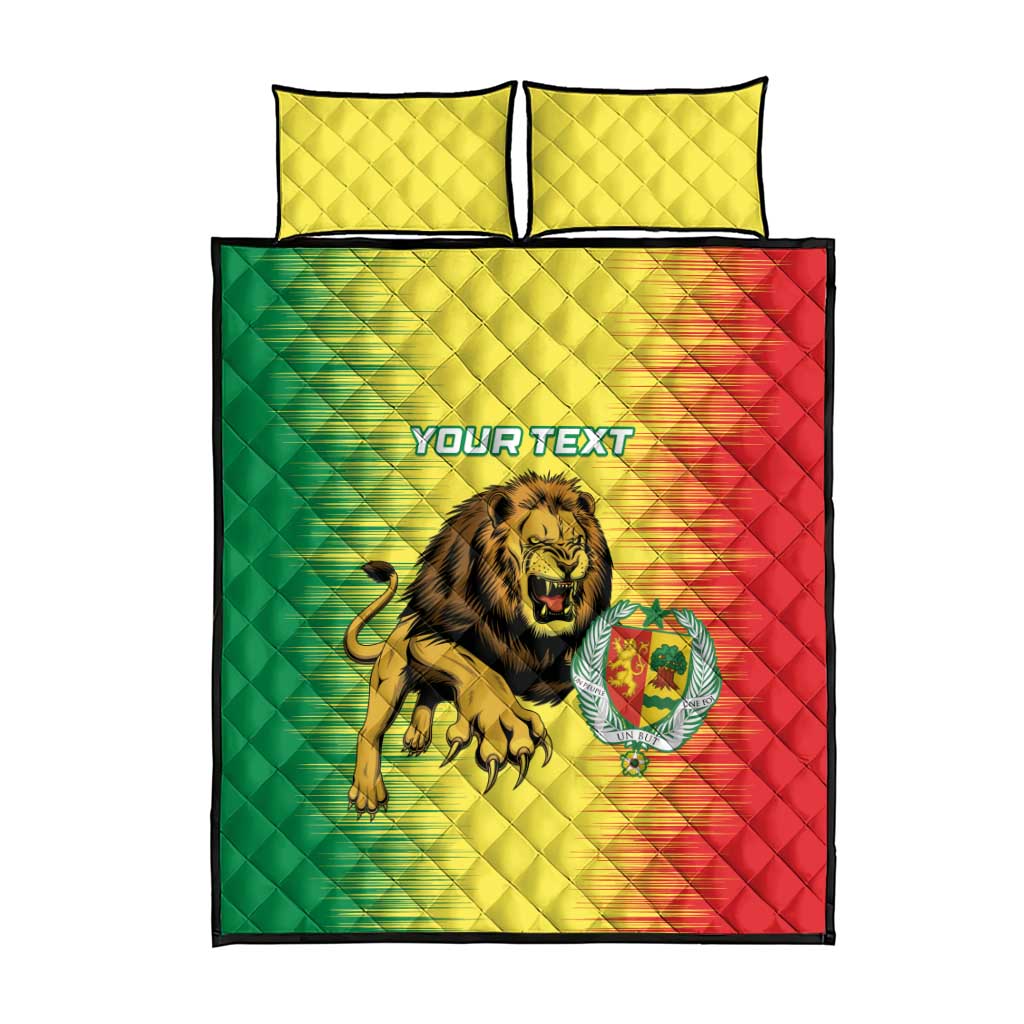 Custom Afro Senegal Football Quilt Bed Set Lions of Teranga - Flag Style LT15