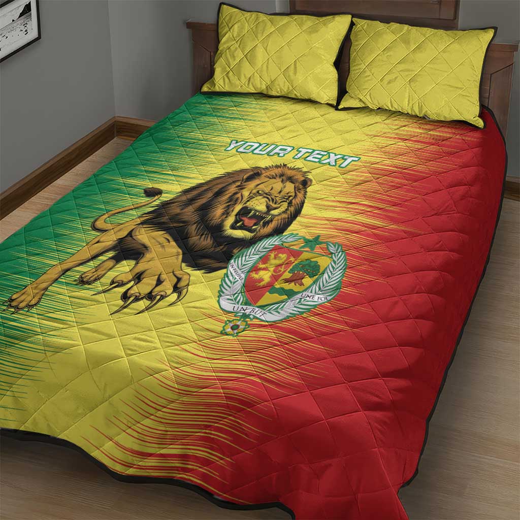 Custom Afro Senegal Football Quilt Bed Set Lions of Teranga - Flag Style LT15