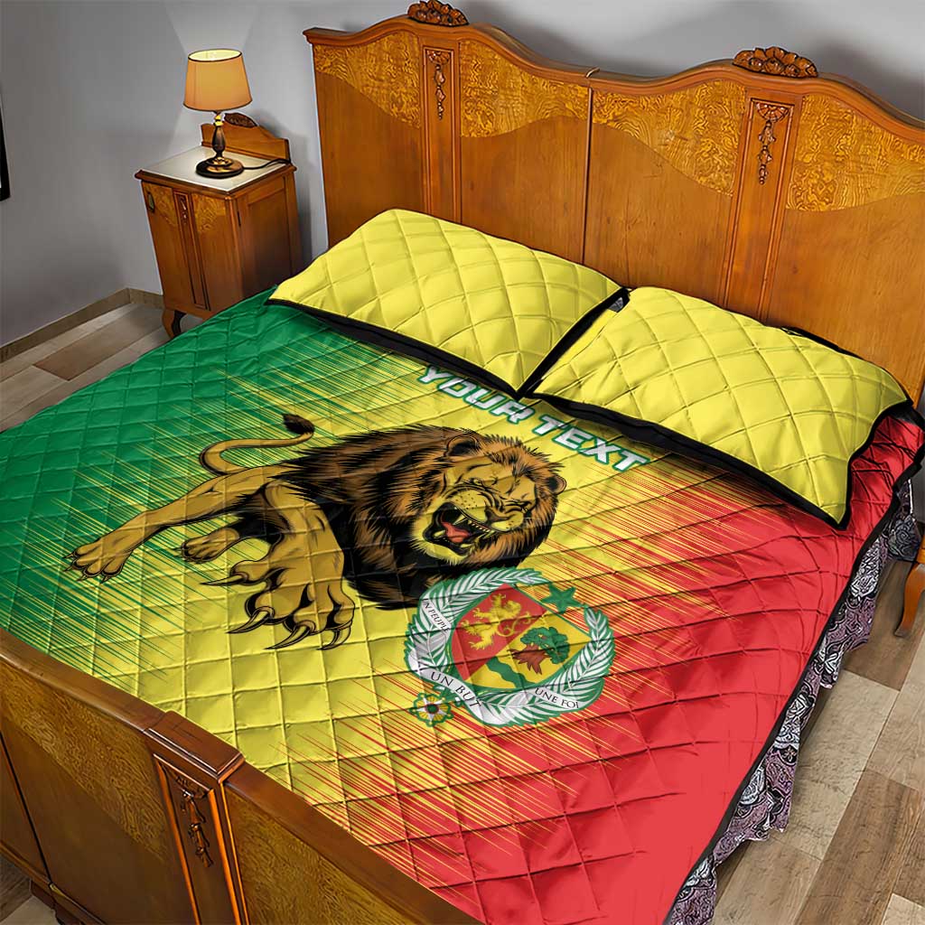 Custom Afro Senegal Football Quilt Bed Set Lions of Teranga - Flag Style LT15