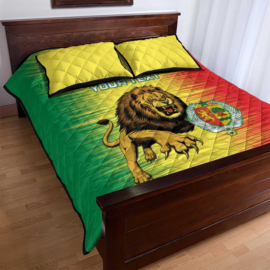 Custom Afro Senegal Football Quilt Bed Set Lions of Teranga - Flag Style LT15