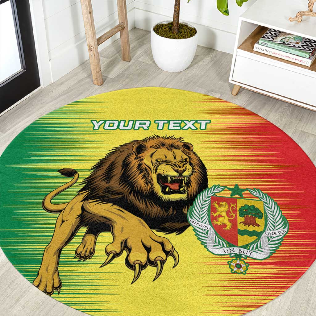 Custom Afro Senegal Football Round Carpet Lions of Teranga - Flag Style LT15