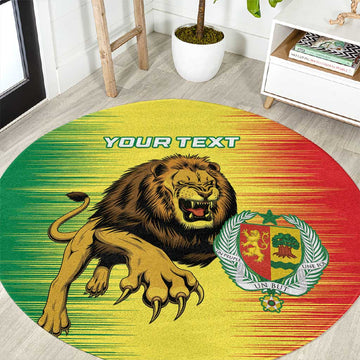 Custom Afro Senegal Football Round Carpet Lions of Teranga - Flag Style LT15