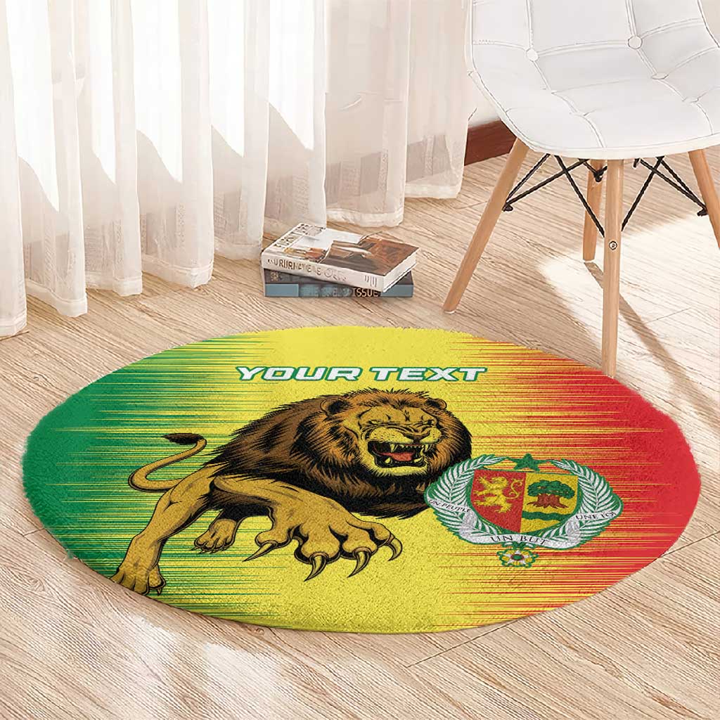 Custom Afro Senegal Football Round Carpet Lions of Teranga - Flag Style LT15