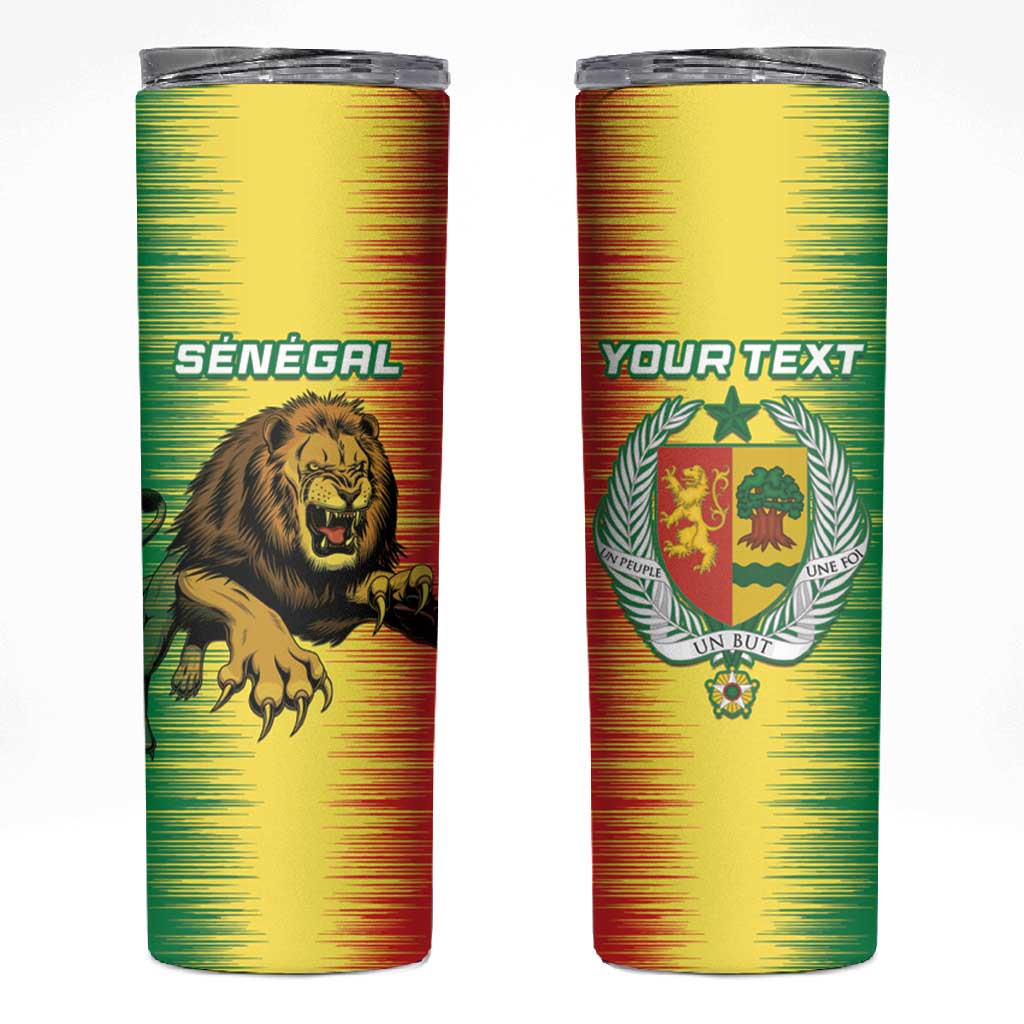 Custom Afro Senegal Football Skinny Tumbler Lions of Teranga - Flag Style LT15