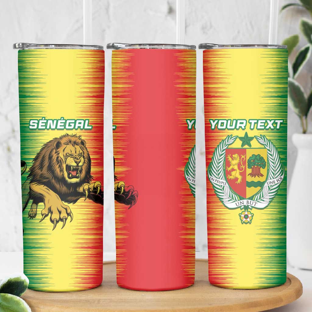Custom Afro Senegal Football Skinny Tumbler Lions of Teranga - Flag Style LT15