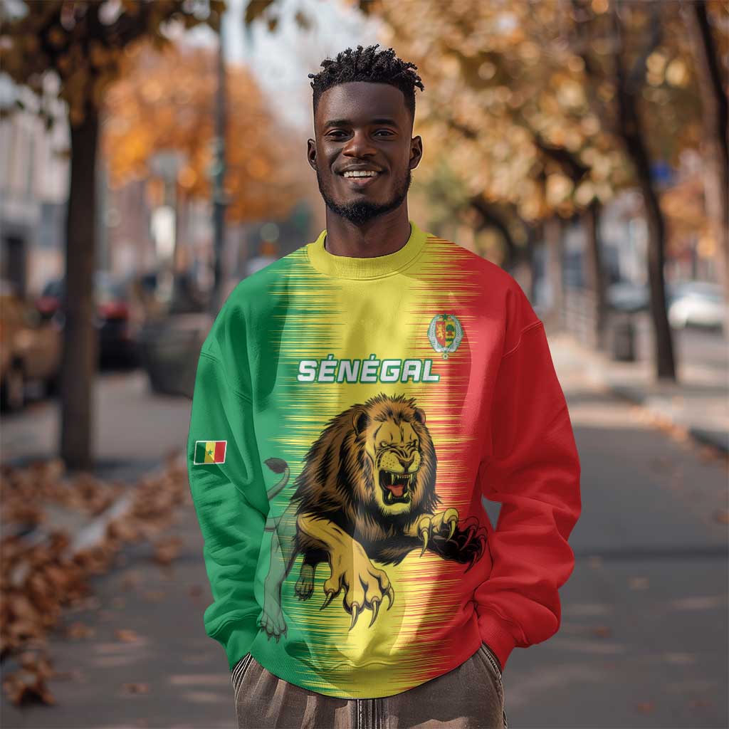 Custom Afro Senegal Football Sweatshirt Lions of Teranga - Flag Style LT15