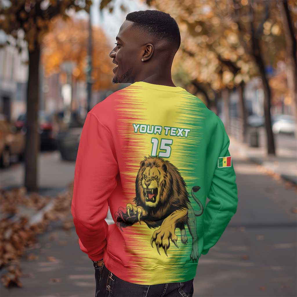 Custom Afro Senegal Football Sweatshirt Lions of Teranga - Flag Style LT15