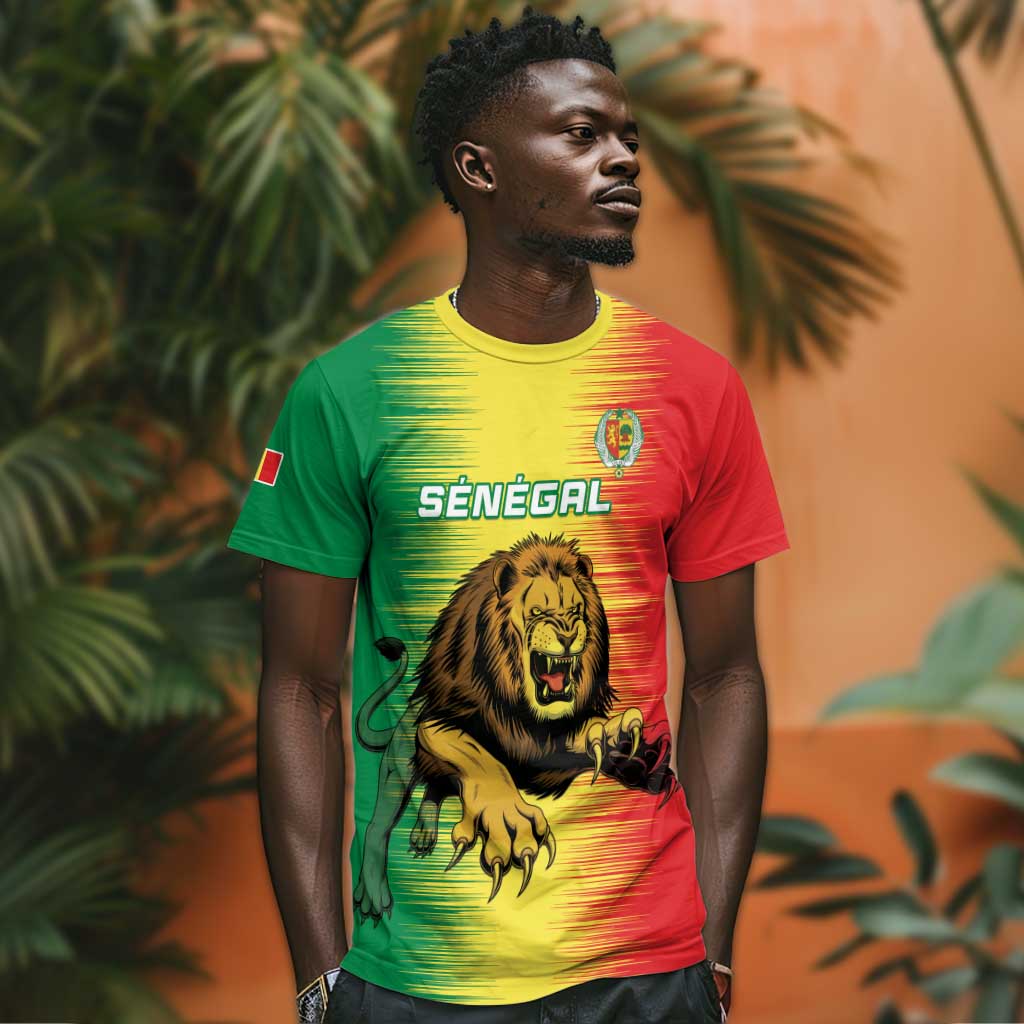 Custom Afro Senegal Football T shirt Lions of Teranga - Flag Style LT15