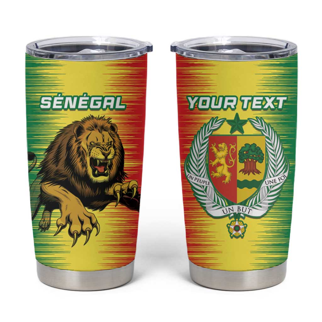 Custom Afro Senegal Football Tumbler Cup Lions of Teranga - Flag Style LT15
