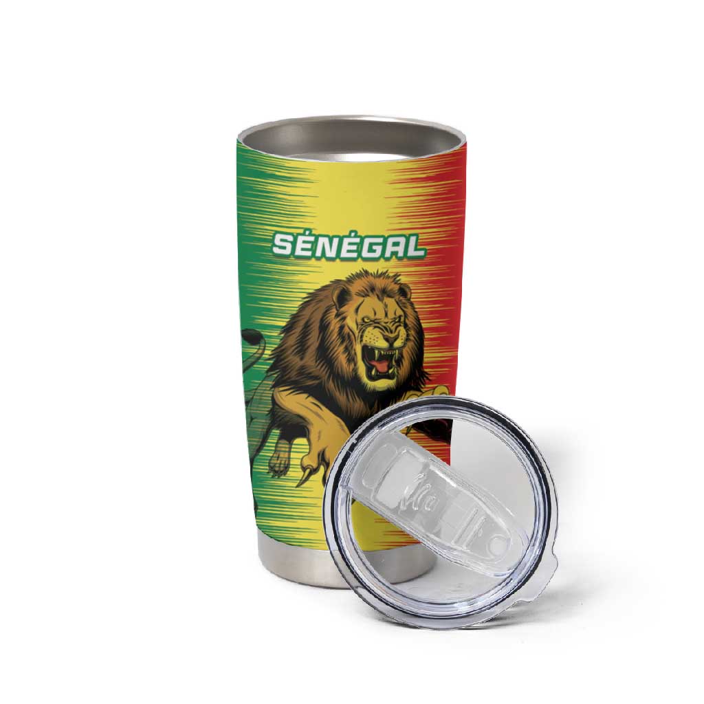 Custom Afro Senegal Football Tumbler Cup Lions of Teranga - Flag Style LT15