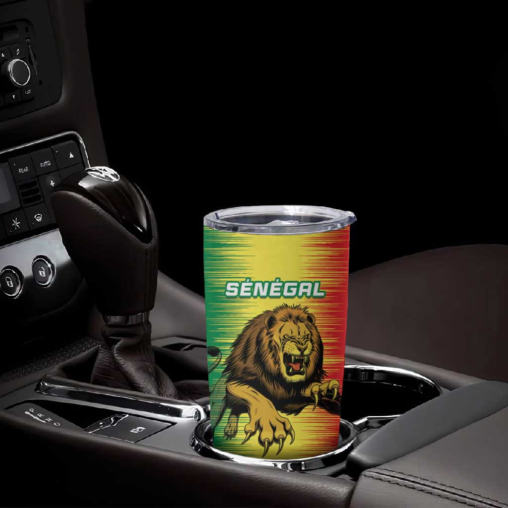 Custom Afro Senegal Football Tumbler Cup Lions of Teranga - Flag Style LT15