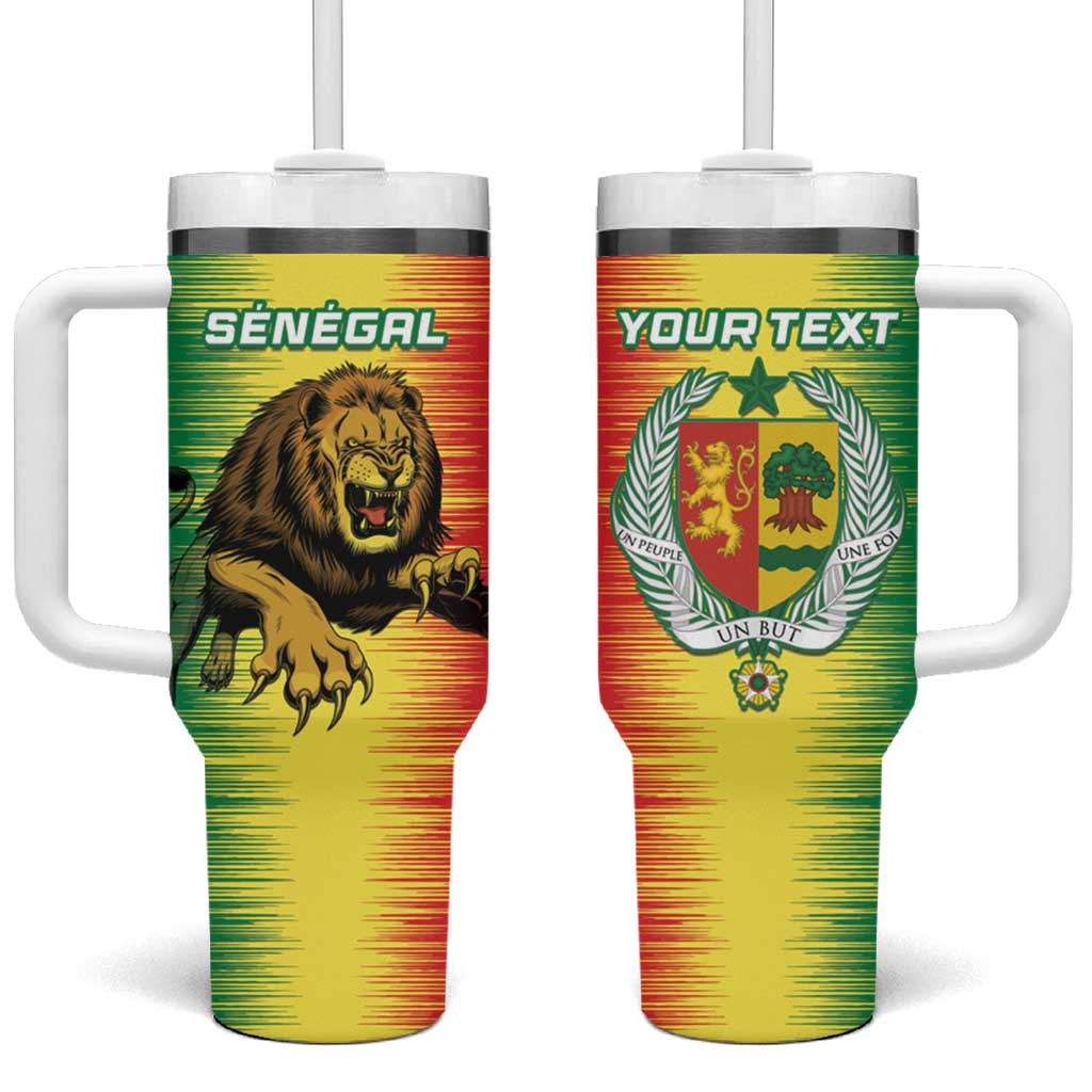 Custom Afro Senegal Football Tumbler With Handle Lions of Teranga - Flag Style LT15