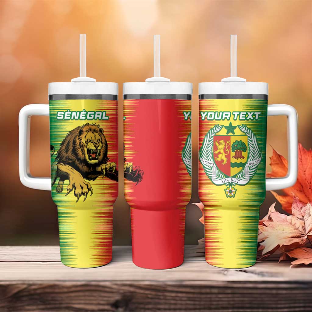 Custom Afro Senegal Football Tumbler With Handle Lions of Teranga - Flag Style LT15