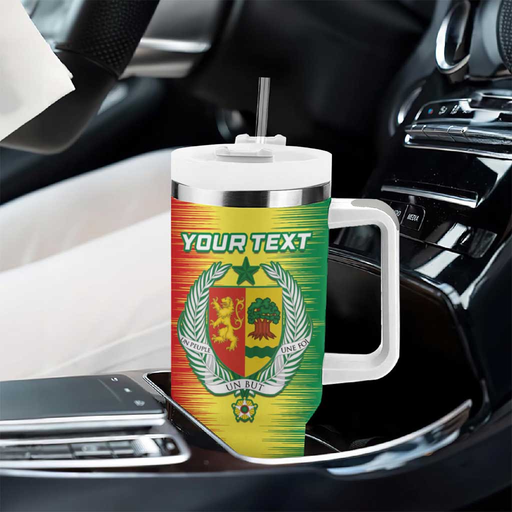 Custom Afro Senegal Football Tumbler With Handle Lions of Teranga - Flag Style LT15