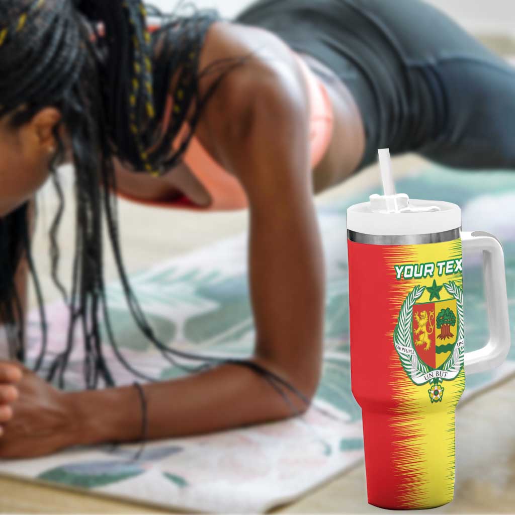 Custom Afro Senegal Football Tumbler With Handle Lions of Teranga - Flag Style LT15