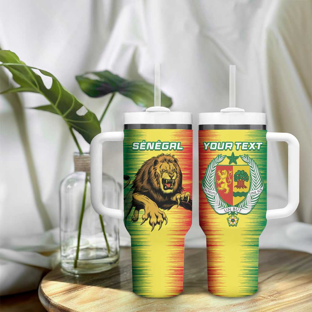 Custom Afro Senegal Football Tumbler With Handle Lions of Teranga - Flag Style LT15