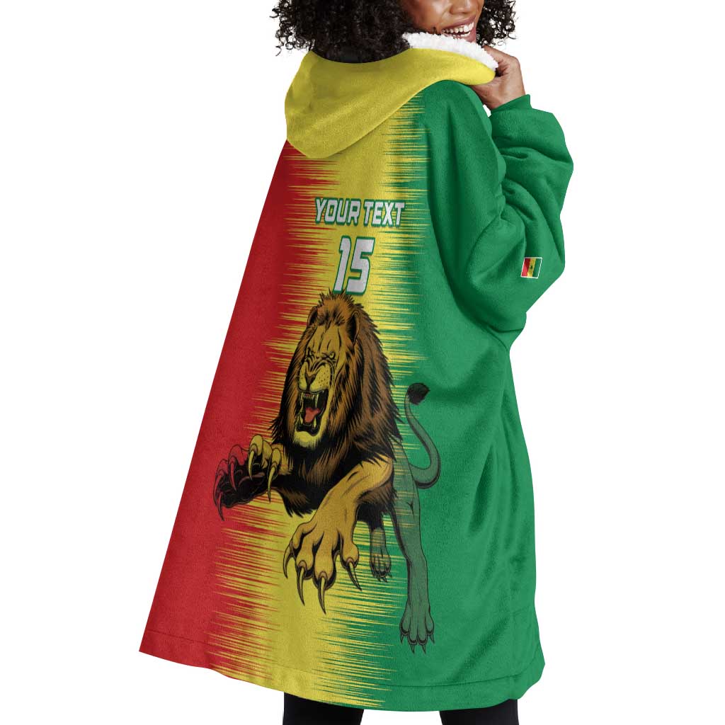 Custom Afro Senegal Football Wearable Blanket Hoodie Lions of Teranga - Flag Style LT15