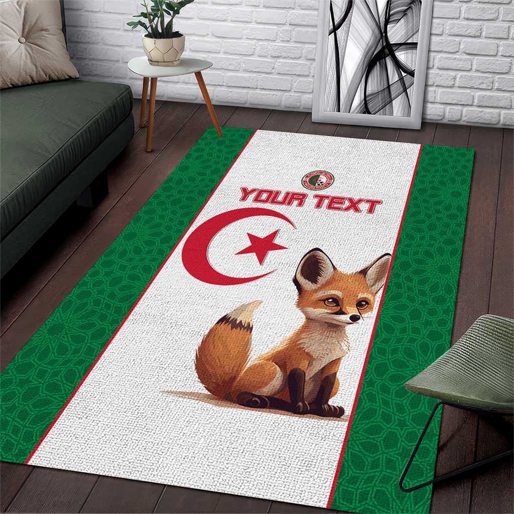 Custom Algeria Football Area Rug Fennec Foxes With Islamic Pattern LT15