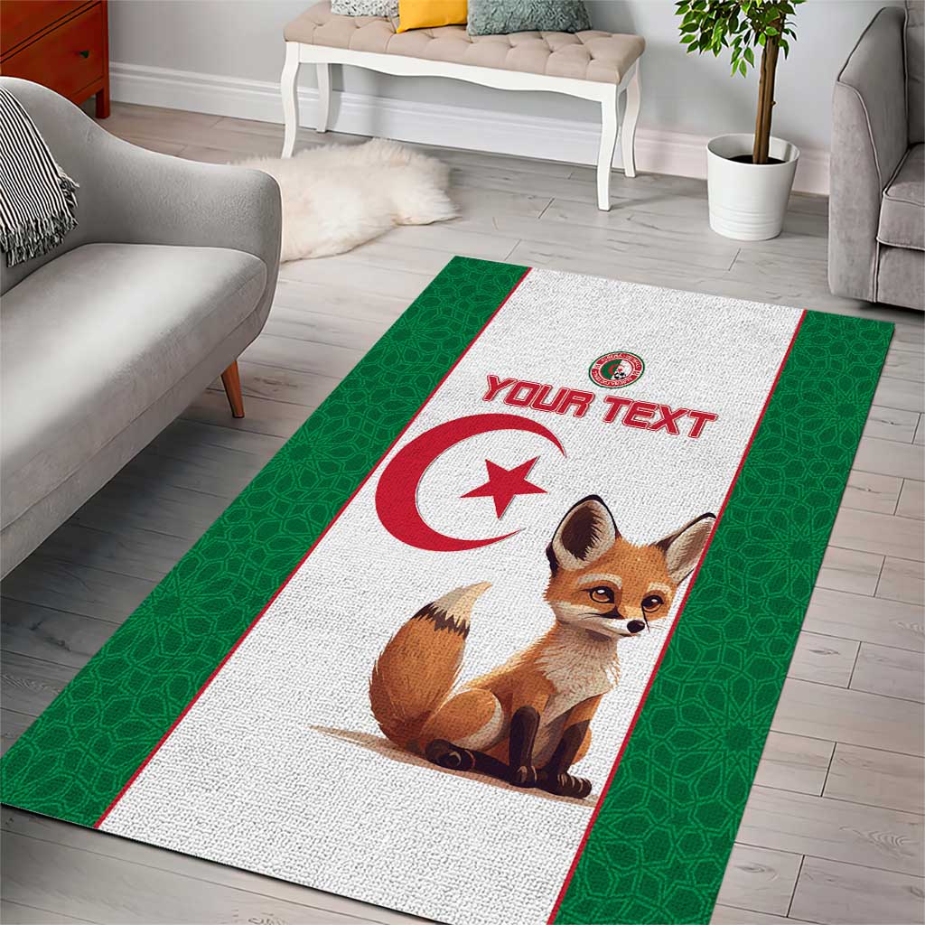 Custom Algeria Football Area Rug Fennec Foxes With Islamic Pattern LT15