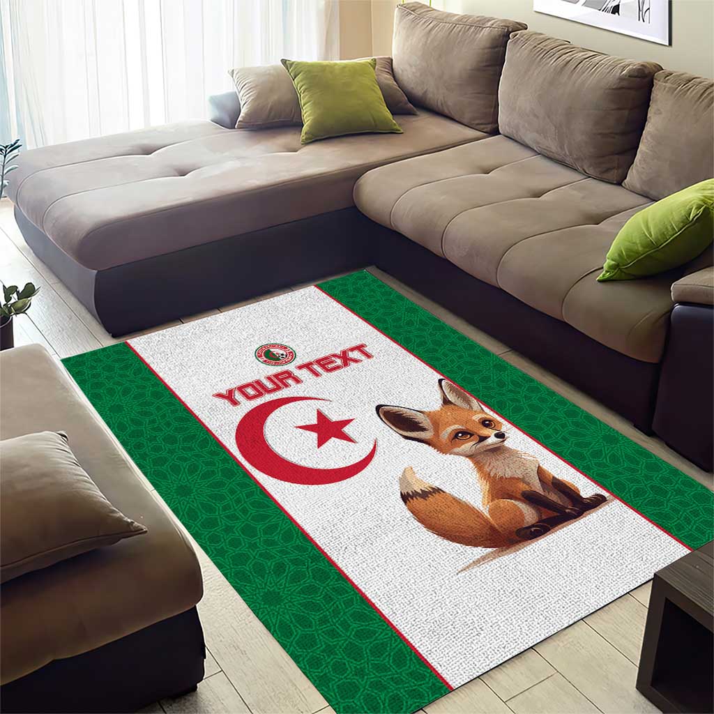 Custom Algeria Football Area Rug Fennec Foxes With Islamic Pattern LT15