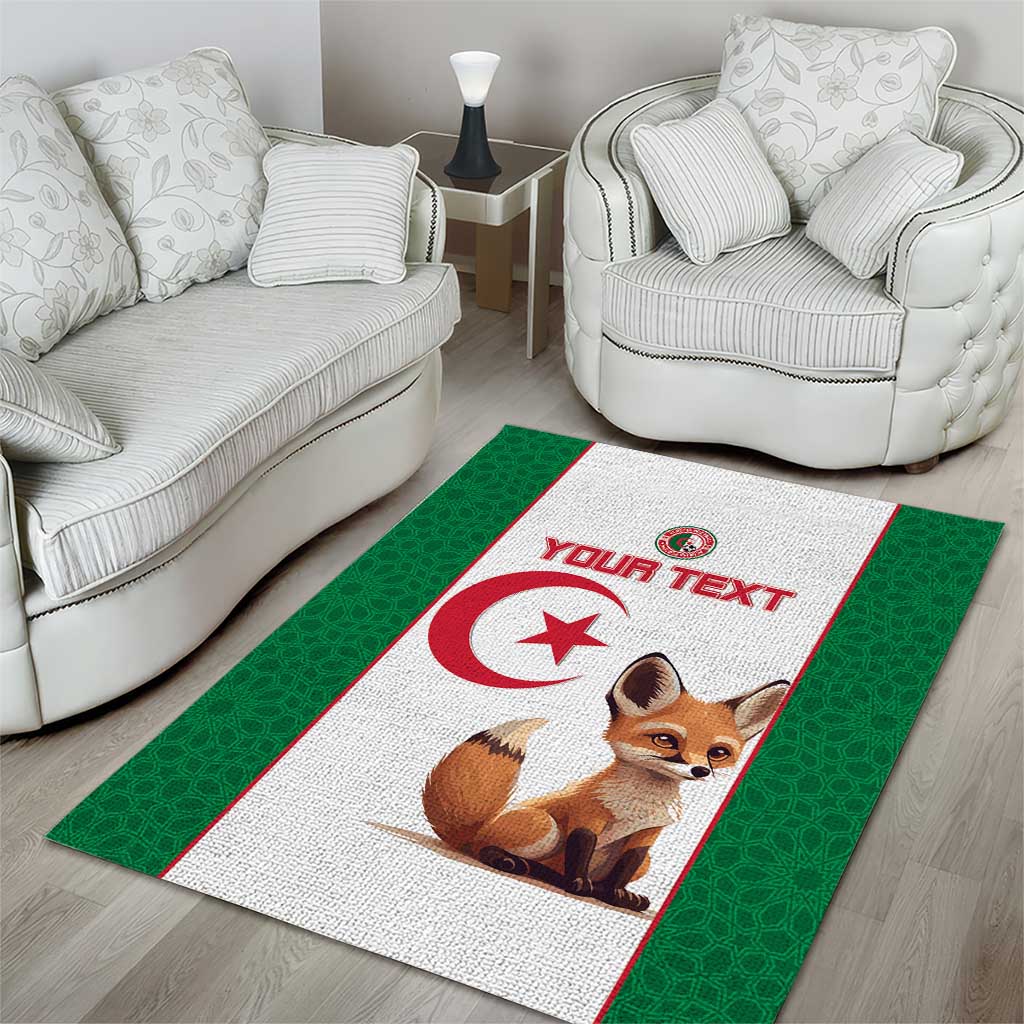 Custom Algeria Football Area Rug Fennec Foxes With Islamic Pattern LT15