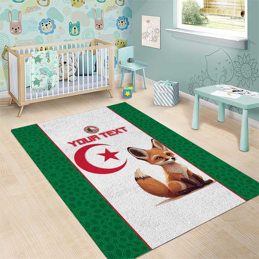 Custom Algeria Football Area Rug Fennec Foxes With Islamic Pattern LT15
