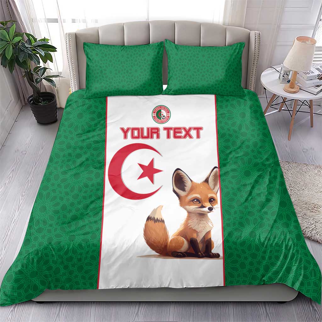 Custom Algeria Football Bedding Set Fennec Foxes With Islamic Pattern LT15