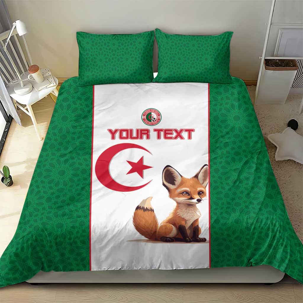 Custom Algeria Football Bedding Set Fennec Foxes With Islamic Pattern LT15